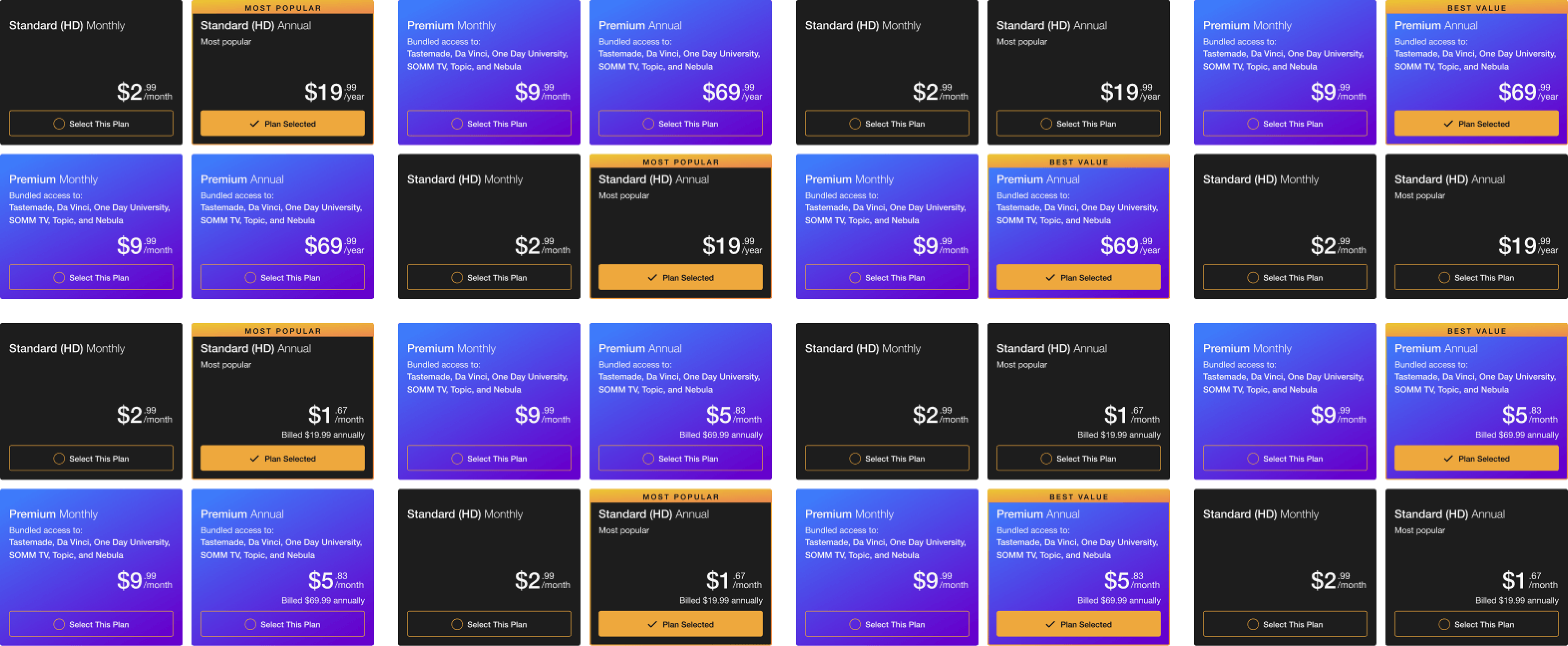 Plan Selection Variants